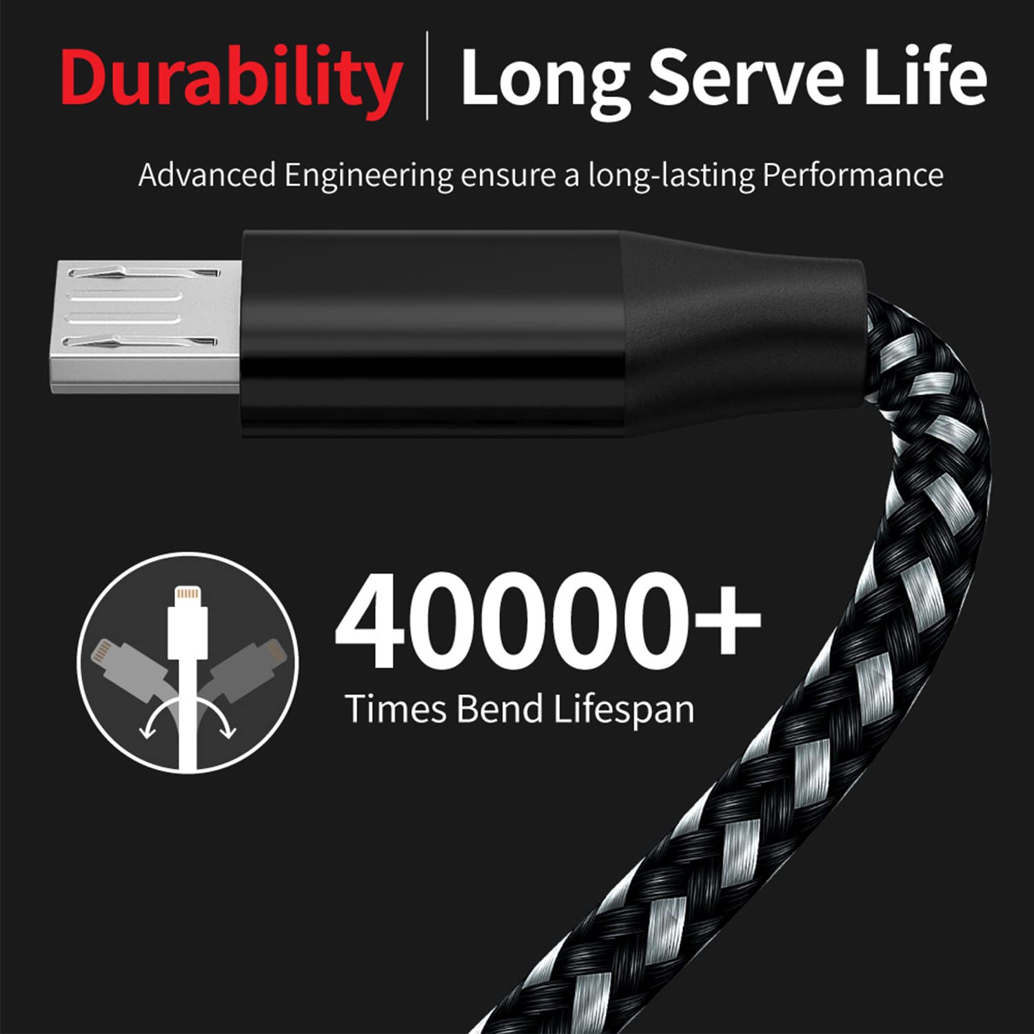 Kabel ładowarki Micro USB 3M, 3-sztuka USB 2.0 A-męski do kabla mikro, Kabel ładowarki Micro USB Android Szybkie ładowanie 480 Mbps Prędkość transmisji danych