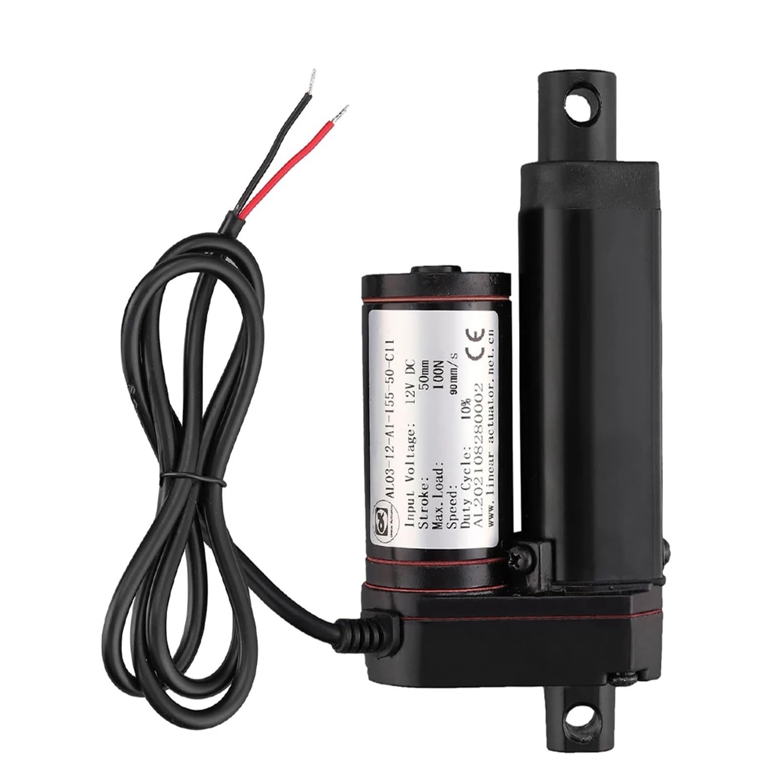 LIUCH Siłownik liniowy DC12V 100N, prędkość 90 mm/s, skok 50 mm, 100, 150, mini silnik, 12 V, małe urządzenia AGD do zdalnego sterowania samochodem i automatyką domową(100mm stroke)