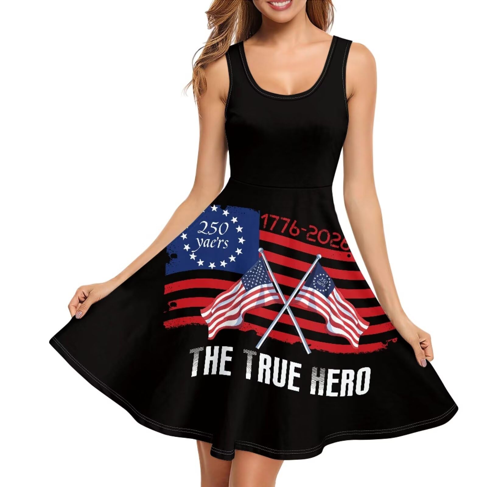 Women Stylish Tank Dresses Sleeveless Round Neck Midi Casual Dress with Pocket for Summer