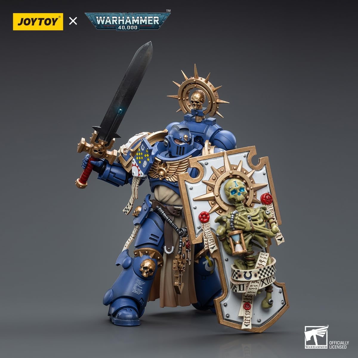 JOYTOY × Warhammer 40k 1/18 Action Figure Ultramarines Primaris Captain with Relic Shield and Power Sword Joy Toy Model