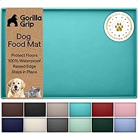Vista 16 de GORILLA GRIP Alfombrilla de alimentación para mascotas 100% impermeable con bordes elevados de silicona libre de BPA, alfombrillas para comida