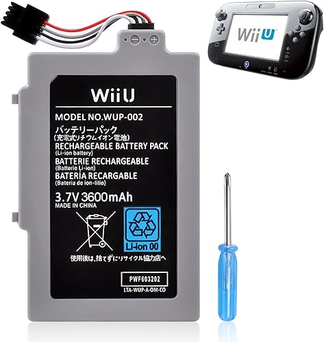 Wii U Gamepad Battery, Wii U Accessories 3600 mAh Wii U Battery Replacement Rechargeable Battery Pack Compatible for Nintendo Wii U Gamepad WUP-010,