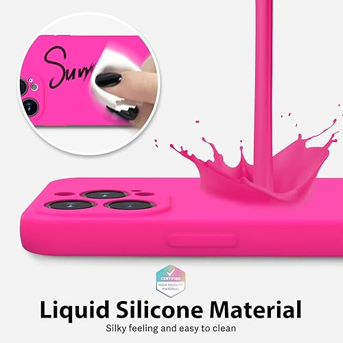 Miniatura 4 de oakxco Funda protectora para iPhone 13 Pro de silicona líquida, color sólido brillante fluorescente, bonita funda protectora delgada y delgada de