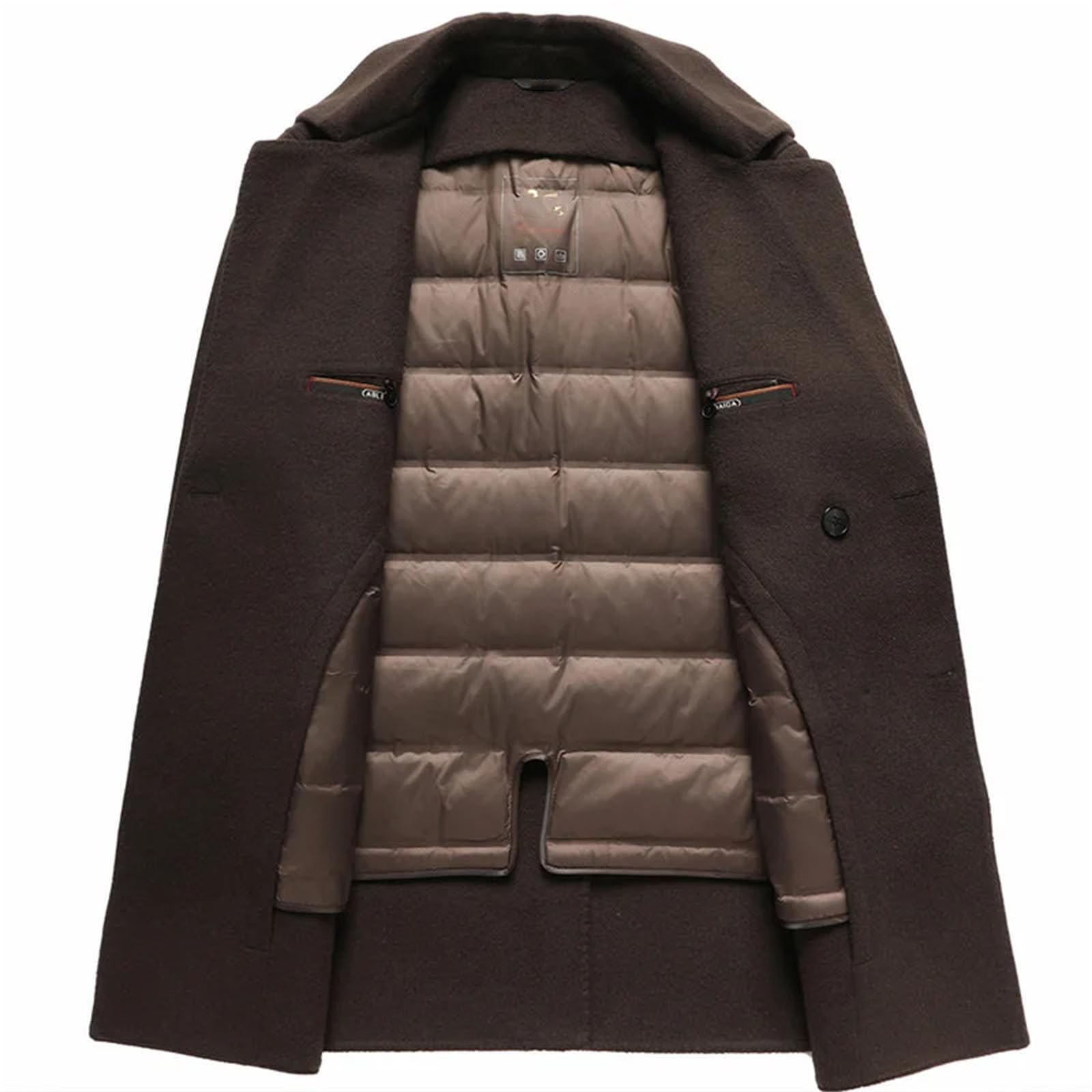 Cappotto da uomo caldo 100% lana cappotto staccabile piumino fodera invernale top cappotti di lana capispalla giacche ispessite