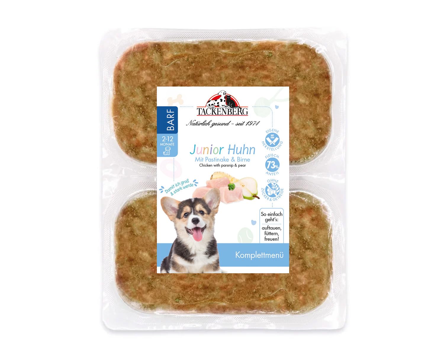 TACKENBERG 14 x 500 g (7kg) Barf Junior Huhn mit Pastinaken & Birne