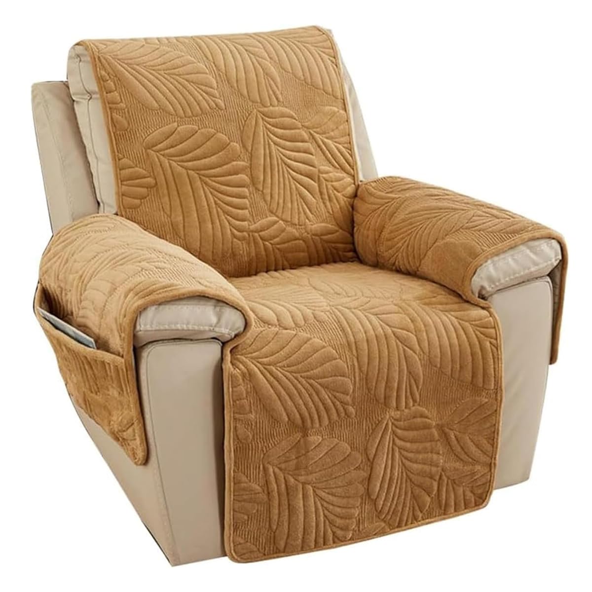 Fansu Funda Sillon Relax Reclinable 1 Plaza, Funda Sillon Relax with Pockets Non-Slip Fabric Couch Cover, Hoja Espesar Peluche Corto Sillón Relax Funda Reclinable, Cubre sofá