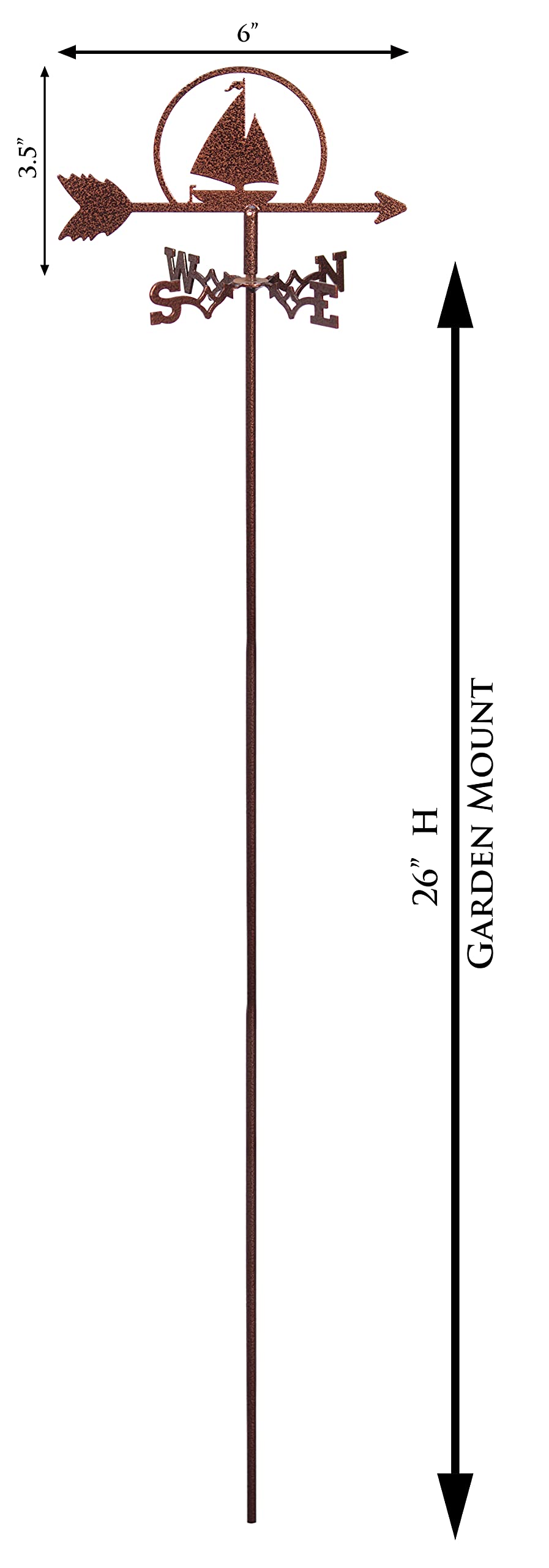 SWEN Products Sailboat Mini Flower Pot Weathervane