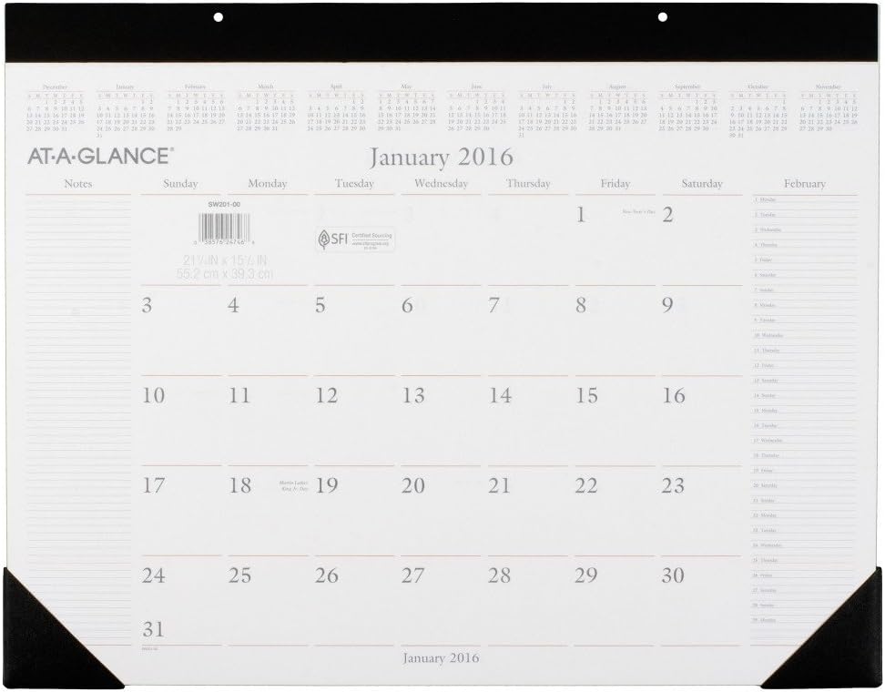 AT-A-GLANCE Desk Pad Calendar 2016, Executive, Recycled, 21-3/4 x 15-1/2 Inches (SW201-00)