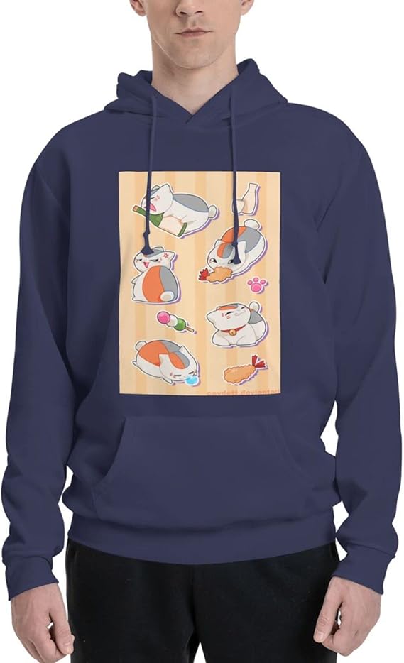 Amazon Co Jp 夏目友人帳風 ニャンコ先生 パーカーセータープルオーバーメンズ長袖tシャツセーターセーターセーターフード付き ファッションファッション暖かいポケット春と秋の冬の服black ファッション