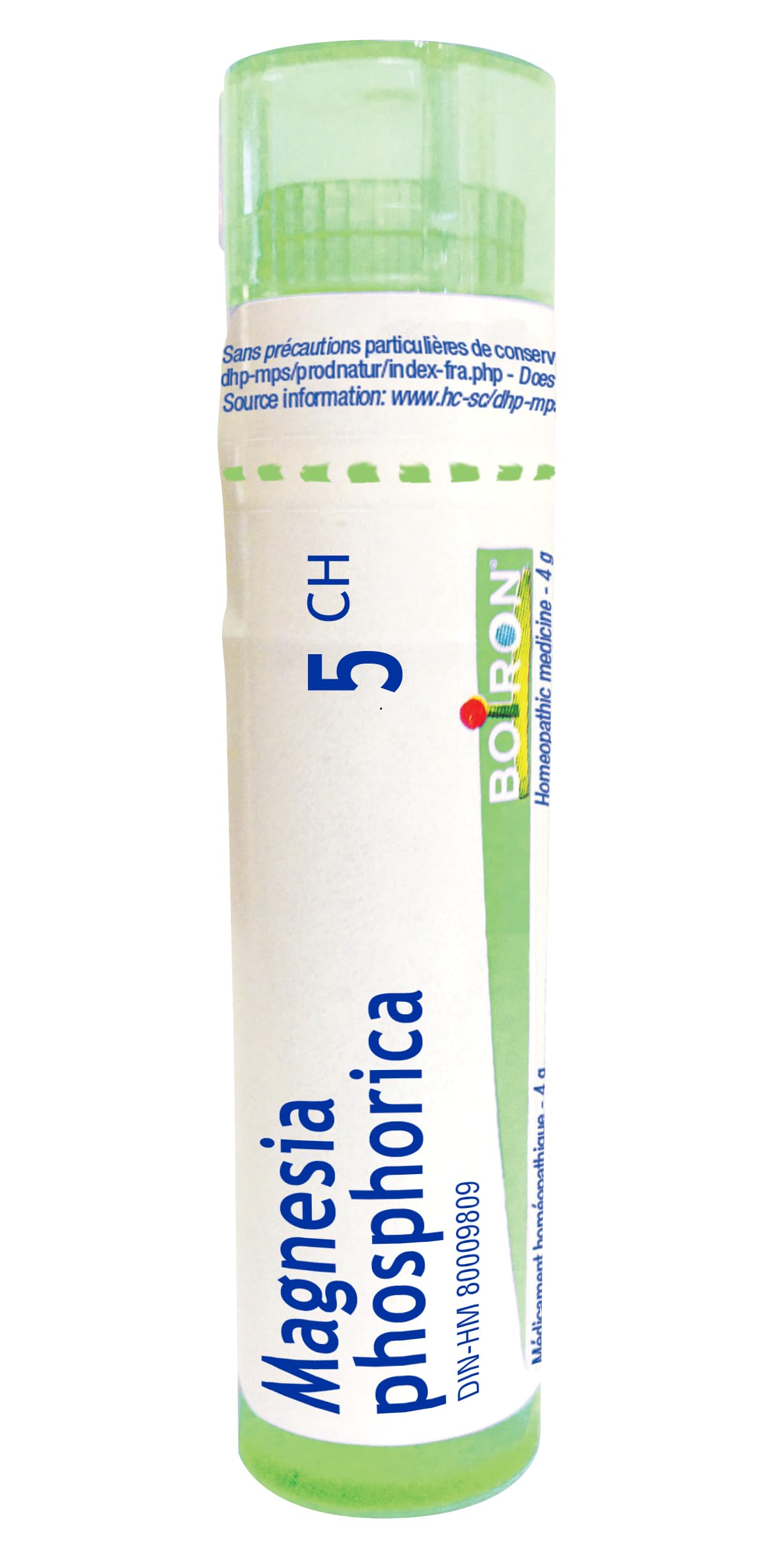 Boiron Magnesia phosphorica 5ch,Homeopathic medicine. Each tube contains 4 g (approximately 80 pellets)
