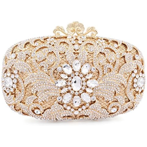 Luxury Crystal Clutch for Women Rhinestone Evening Bag White Size: M Cover