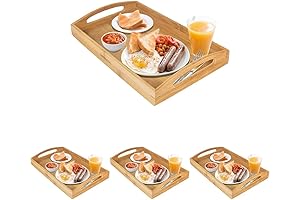 Greenco Bamboo Butler Serving Trays - Versatile Bed Trays for Eating, Breakfast,...