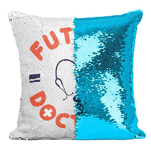 Coussin Sequin Turquoise Future Docteur : Finition Paillettes Premium - 2
