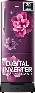 Samsung 183 L, 4 Star, Digital Inverter, Direct-Cool Single Door Refrigerator (RR20C1824CR/HL, Red, Camellia Purple, Base Stand Drawer)