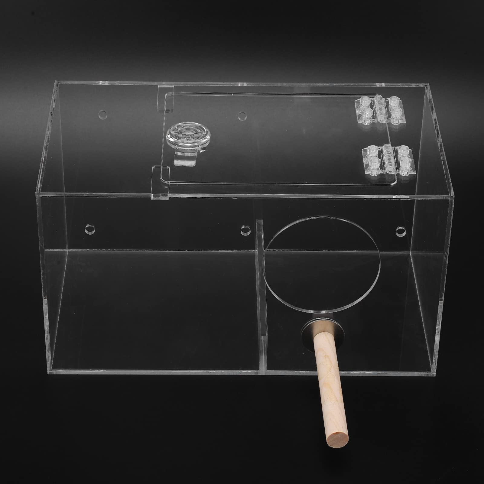 Caja acrílica para cría de pájaros, Caja Nido Transparente para Loros con Poste y Acolchado, Material no Seguro, fomenta comportamientos Naturales de anidación para pájaros (Grande 35,83x15,75
