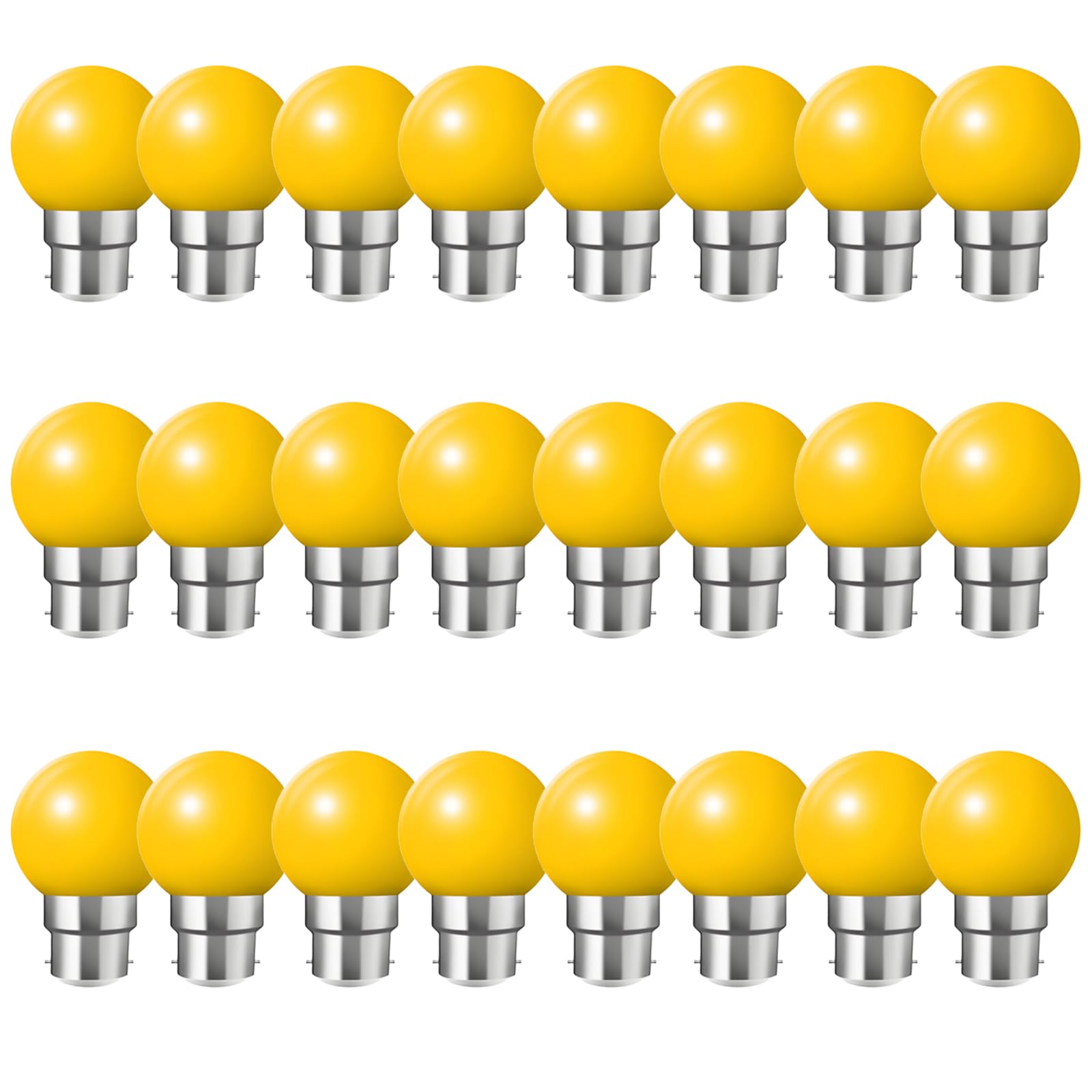 HUAMu Coloured LED Light Bulb B22 Bayonet, B22 LED 2W Light Bulbs, Coloured Light Bulbs,Yellow, for String,Christmas,Party Night Lights,24 Pack