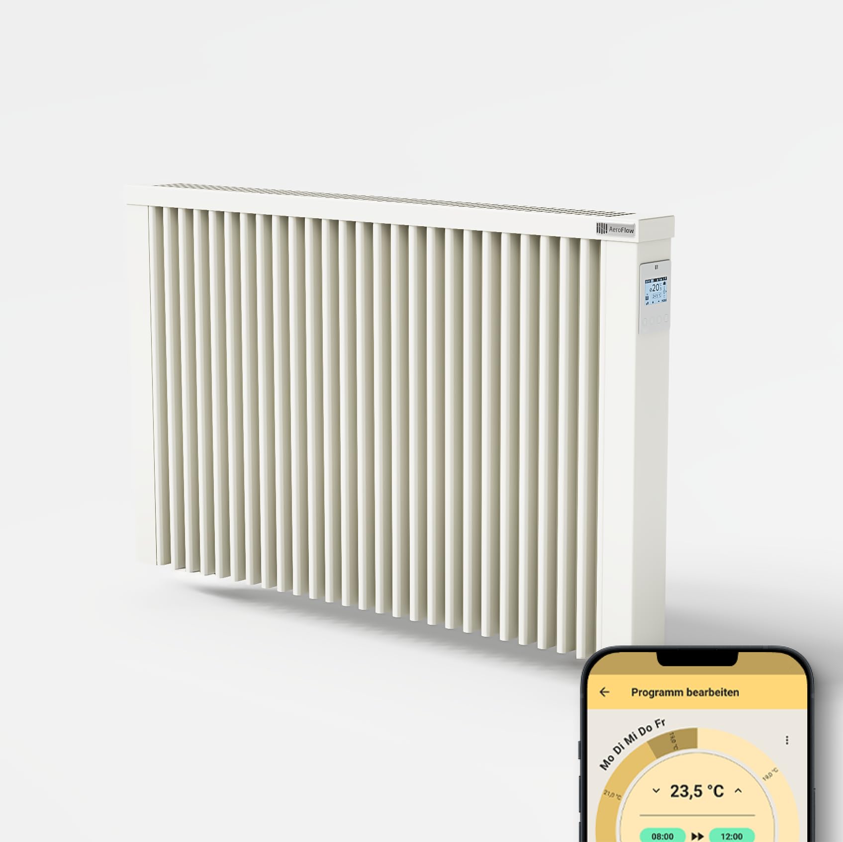 AeroFlow Elektroheizung Midi 1950 – Elektroheizung mit Schamotte Speicherkern, WLAN-Steuerung