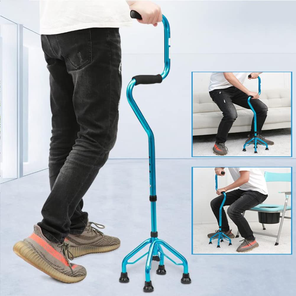 GHARAZ Quadripode, Bastone da Passeggio alla Elegante, Leggero e Antiscivolo, Regolabile in Altezza, Adatto ad Anziani e Disabili