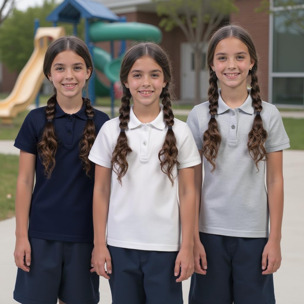 INGEAR Girls Short Sleeve Polo Shirt 2-Pack - School Uniform, Casual Wear, Moisture-Wicking, Breathable, Sizes 4-16 - Image 6