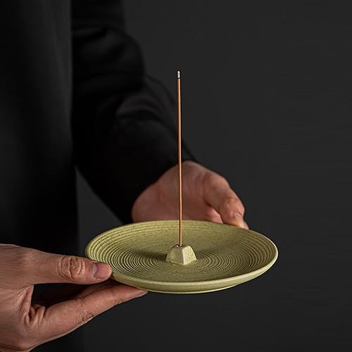 Miniatura 10 de CHORZHOW Soporte de incienso blanco de cerámica para incienso, quemador de incienso, estilo simple, bandeja de insencia amarilla para juego para