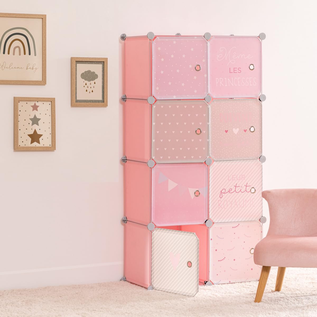 Relaxdays kinderstoel moon chair, inklapbare maanstoel binnen & buiten, eenhoorn, HBD 48x51x48 cm relaxstoel, roze