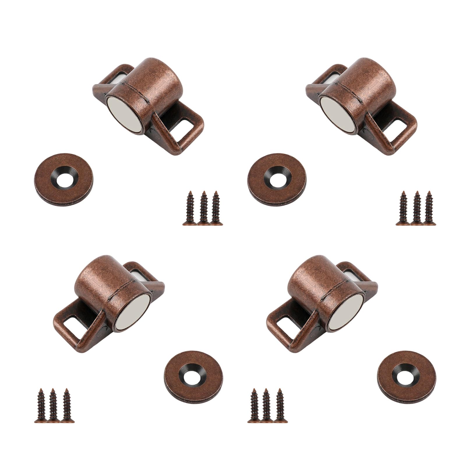 Hzbb Red Ancient Color 4Pcs Zinc Alloy Catches, Noiseless Cabinet Door Stopper, Cupboard Closing Hardware For Home Use Bathroom Kitchen Cabinet Door Stopper
