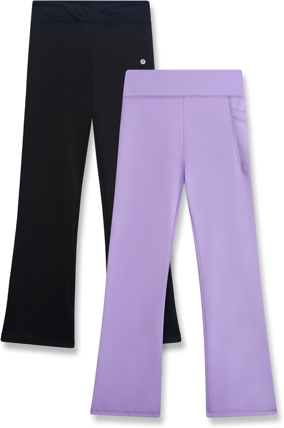 RBX Girls Leggings - 2 Pack Stretchy Girl Flare Leggings with Pockets Bell Bottom Casual Uniform Dance Yoga Pants for Girls