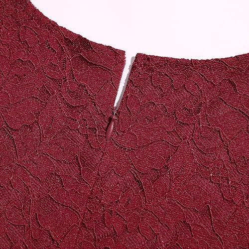 Viriber Girls Floral Lace Burdungy Dress Christmas Bridesmaid Vintage Formal Cocktail Party Swallowtail Swing Dresses 7-14 Years thumb #4