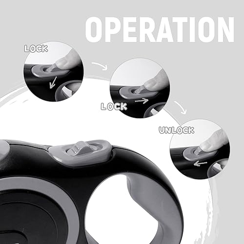 Miniatura 4 de Correa retráctil de 10 pies para perros pequeños y medianos de hasta 33 libras, antienredos, freno de una mano, mango antideslizante y cinta de