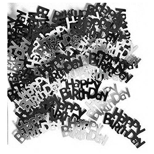 SHATCHI 14 Gram Black & Silver Happy Birthday Confetti Table Scatter Glitz Sprinkles Stardust Bday Party Decorations For Kids Adults, Black and Silver, SHATCHI - 176