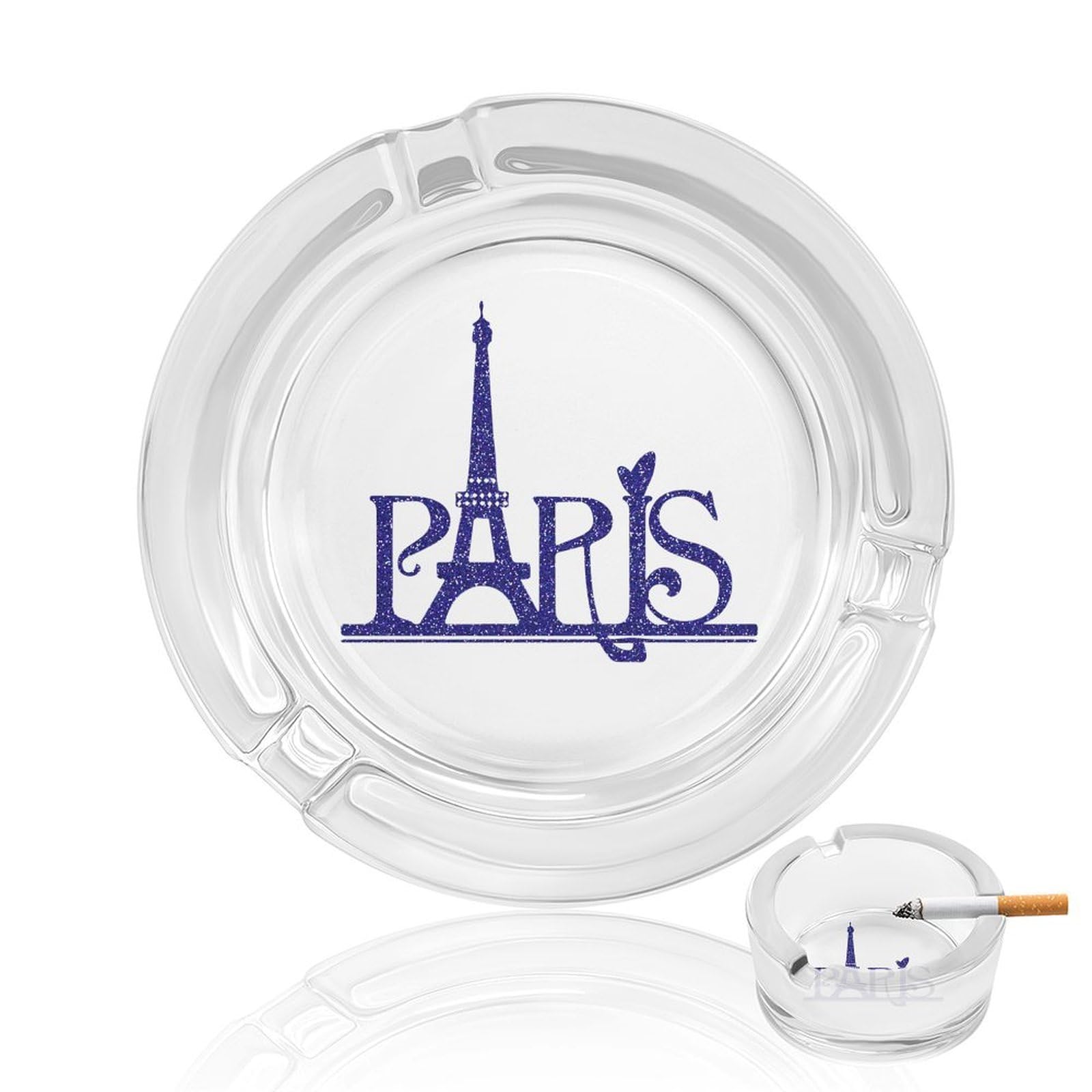 Nclqvjxzkhw Style Frence Paris Glass Ashtray Round Ash Tray Smoking Trays For Home Garden Outdoor
