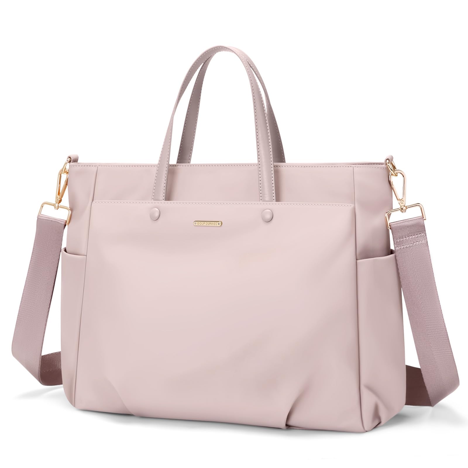 GOLF SUPAGS Borsa Tote per Laptop da 14 Pollici, Borsa a Tracolla per Computer borsa da Lavoro Grande per Donna, Custodia per Laptop Borsa Elegante per Viaggi D'affari (Grigio Rosato)