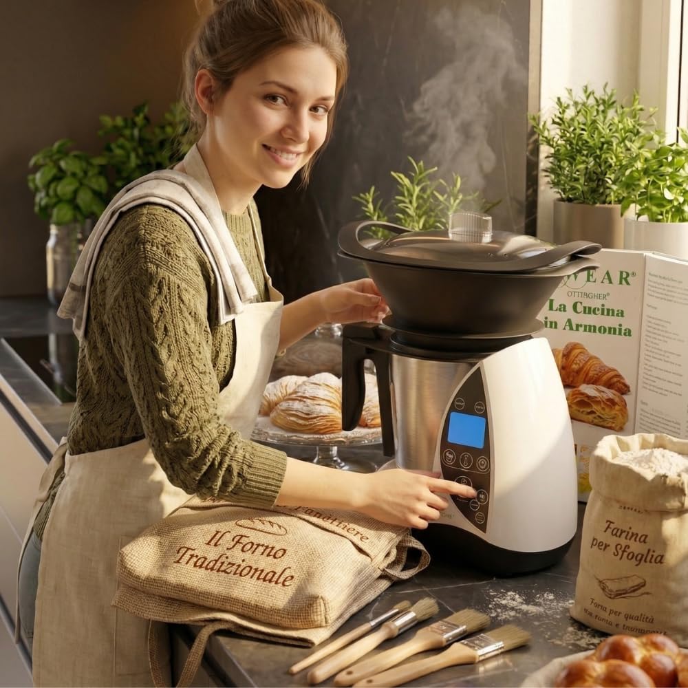 WORKWEAR Robot da Cucina Multifunzione Cuocitutto 1500W – Ciotola Acciaio Inox 3.5L, 12 Velocità, Temperatura 20-120°C, Timer 60 Min – Cuoce, Frulla, Trita, Impasta, Cottura Vapore