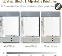 Vista 4 de Kkonetoy Juego de escritorio con espejo iluminado y taburete acolchado, tocador de maquillaje con 5 cajones para dormitorio, tocador moderno (blanco)