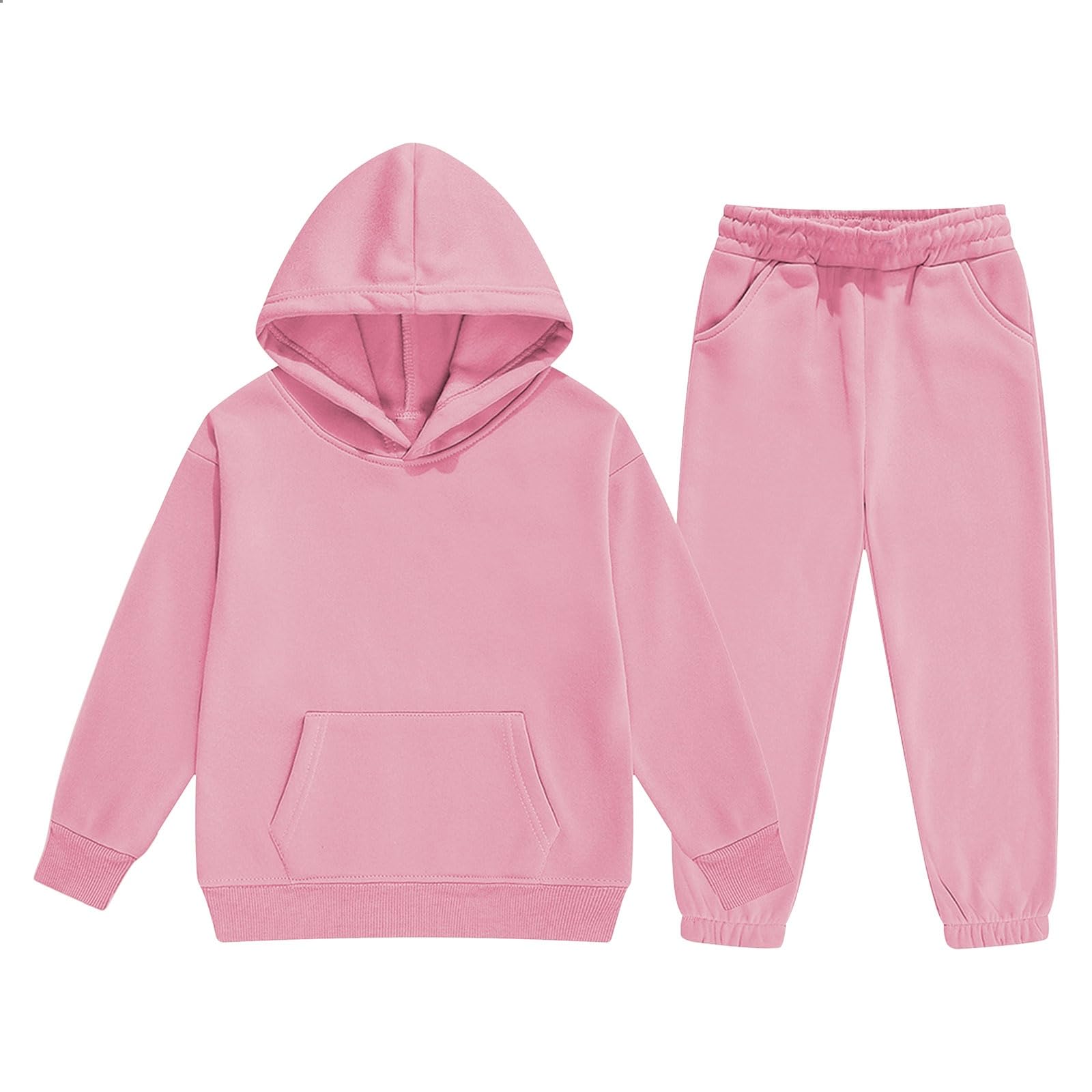 Jogginganzug Mädchen Jungen 2 Teilige Sportbekleidung Sportlich Rippensaum Hoodie Jogginghose Outfit Einfarbige Warme Trainingsanzug Sportanzug Sets Schule Freizeitanzug Bekleidungssets