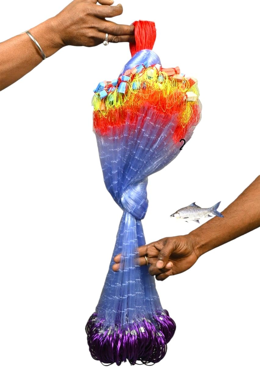 PURKAIT Fishnet 2 Finger 55mm GILLNET Lead Sinker, Height 6FEET, UP Lenght 48FEET, Down Lenght 80FEET.-image-9