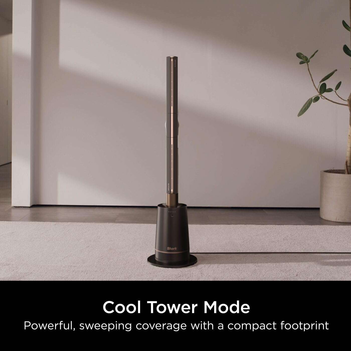 Shark TurboBlade Bladeless Tower Fan, High-Speed Multi-Directional, Projects Air up to 20 Metres, Quiet Power, 10 Speeds, Pivot, 180° Oscillation, Remote Control, Timer, Charcoal TF200SUK — view 3