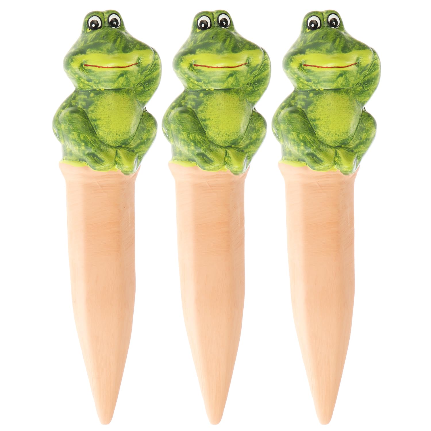 COM-FOUR® 3x Riego automático para plantas - Dispensador de agua para plantas - Conos de arcilla para regar flores (03 piezas - ranas)