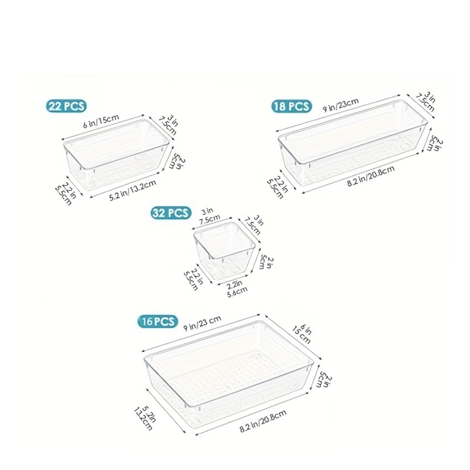 Generico Set di cassetti in plastica trasparente, vassoio da bagno, adatto for trucco, gadget cucina(9JTCTH)