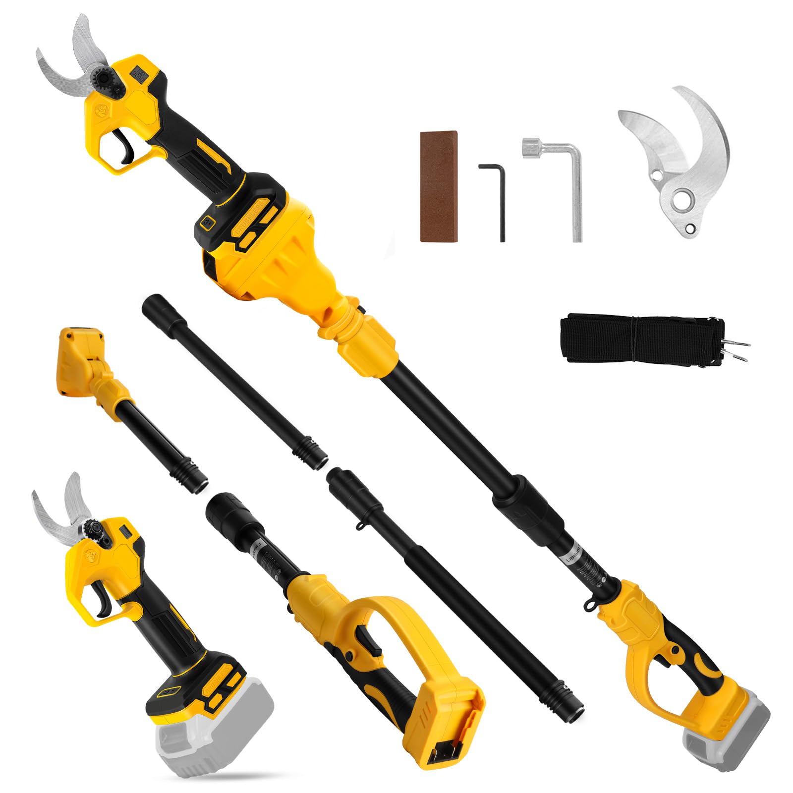 Photo 1 of Cordless Pruning Shears Compatible with Dewalt 20V, Electric Pruning Shears with Extension Pole up to 4.57m Range, LCD Display 30 mm Battery Pruning Shears & Loppers for Garden (No Battery)