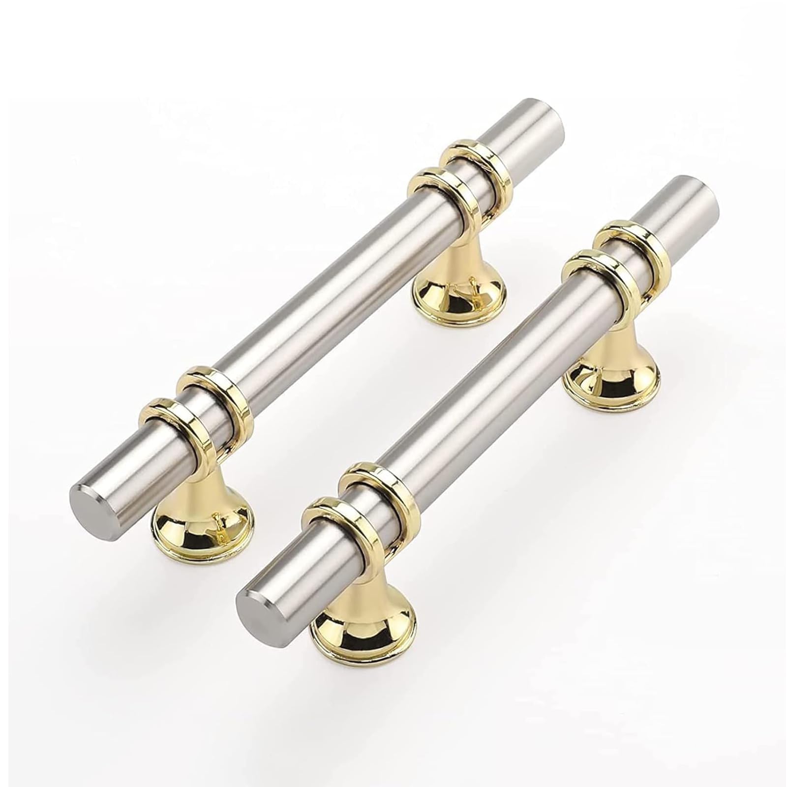 Poignées d'armoire en nickel brossé Haliwu | Lot de 10 pièces et entraxe de 10,2 cm