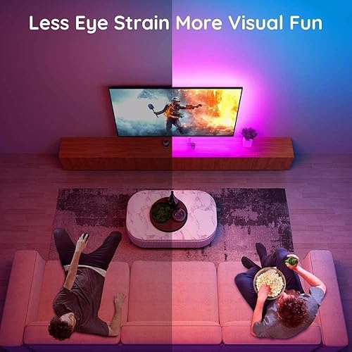 Miniatura 3 de jafiohug Luz LED para TV de 16.4 pies, tira de luces LED USB para TV de 50 a 70 pulgadas, luces LED ICRGB sincronización de música, retroiluminación