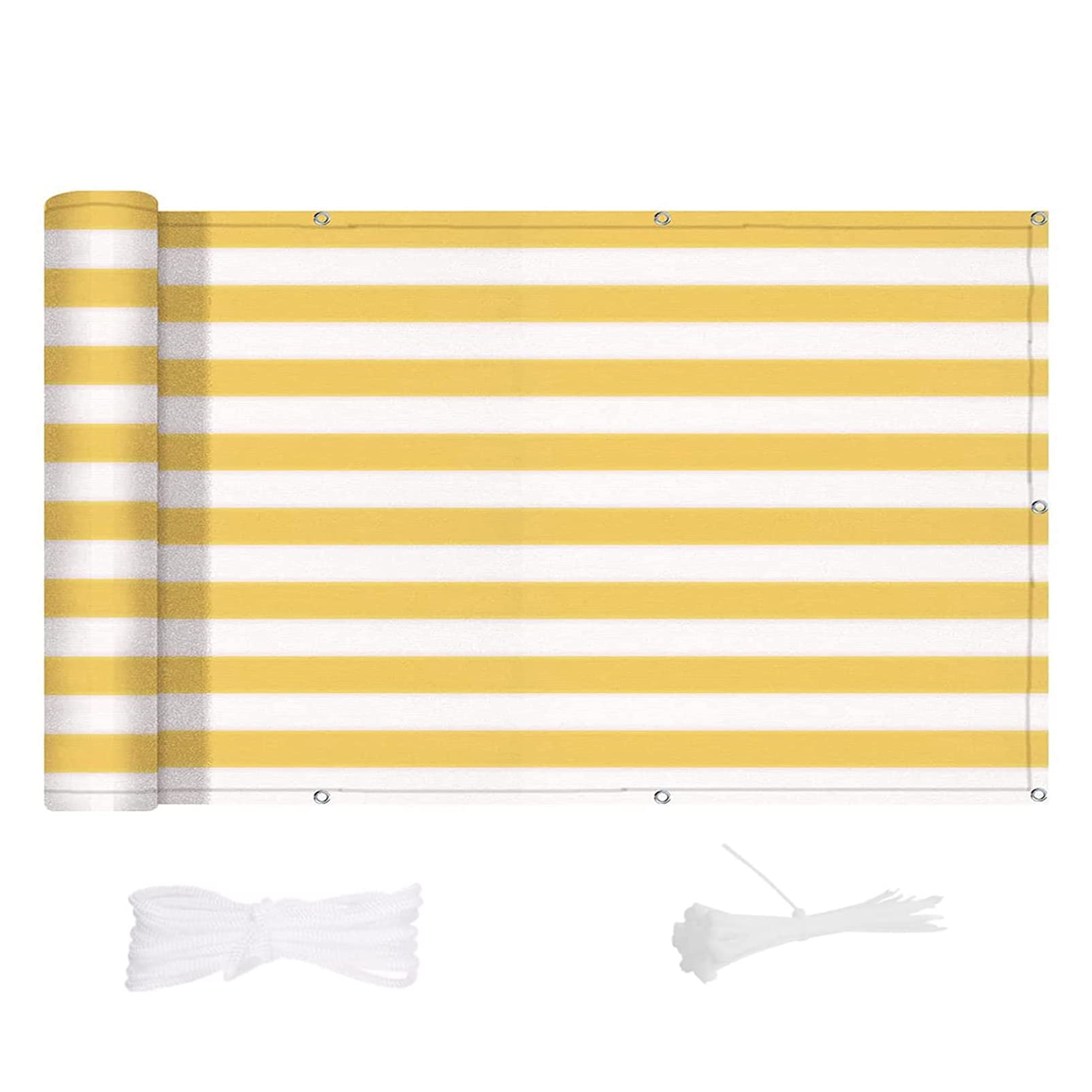 Telo frangivista per balcone, 120 x 1350 cm, protezione dal vento e dai raggi UV, con occhielli, fascette in nylon e cordoncino, per ringhiere di balcone, terrazza e giardino