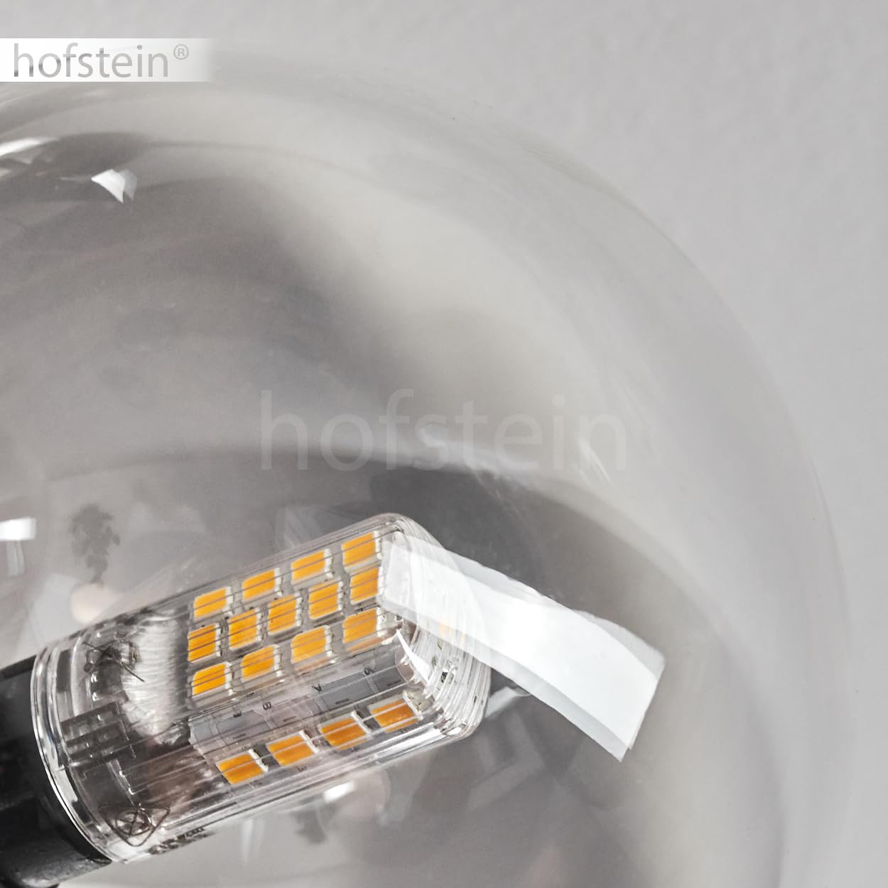 HOFSTEIN Deckenleuchte Chehalis, 6-flammige Deckenlampe aus Metall/Glas in Schwarz/Gold/Rauch/Klar, Leuchte im Vintage-Design, Ø Schirme 10; 12; 15 cm, G9, Esszimmer, Schlafzimmer, Wohnzimmer, Küche