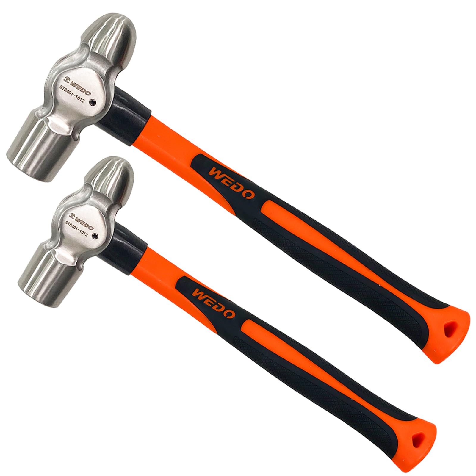 WEDO 2PCS Ball Pein Hammer Set,910g+1130g,Stainless Steel Ball Peen Hammer Set with Fiberglass Handle,Die-Forged,Shock-Resistant,Corrosion Resistant
