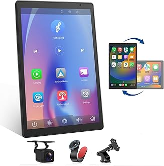 8.95 Inch Display Monitor Car Stereo with Carplay Android Auto Portable Touch Screen OTA Update Audio Receivers Speaker with 1080p Backup Camera Bluetooth Airplay AUX for All Car Vehicles P5