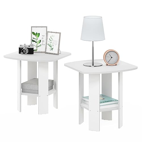 Furinno Simple Design Side Table Set of 2, 2-Tier Modern