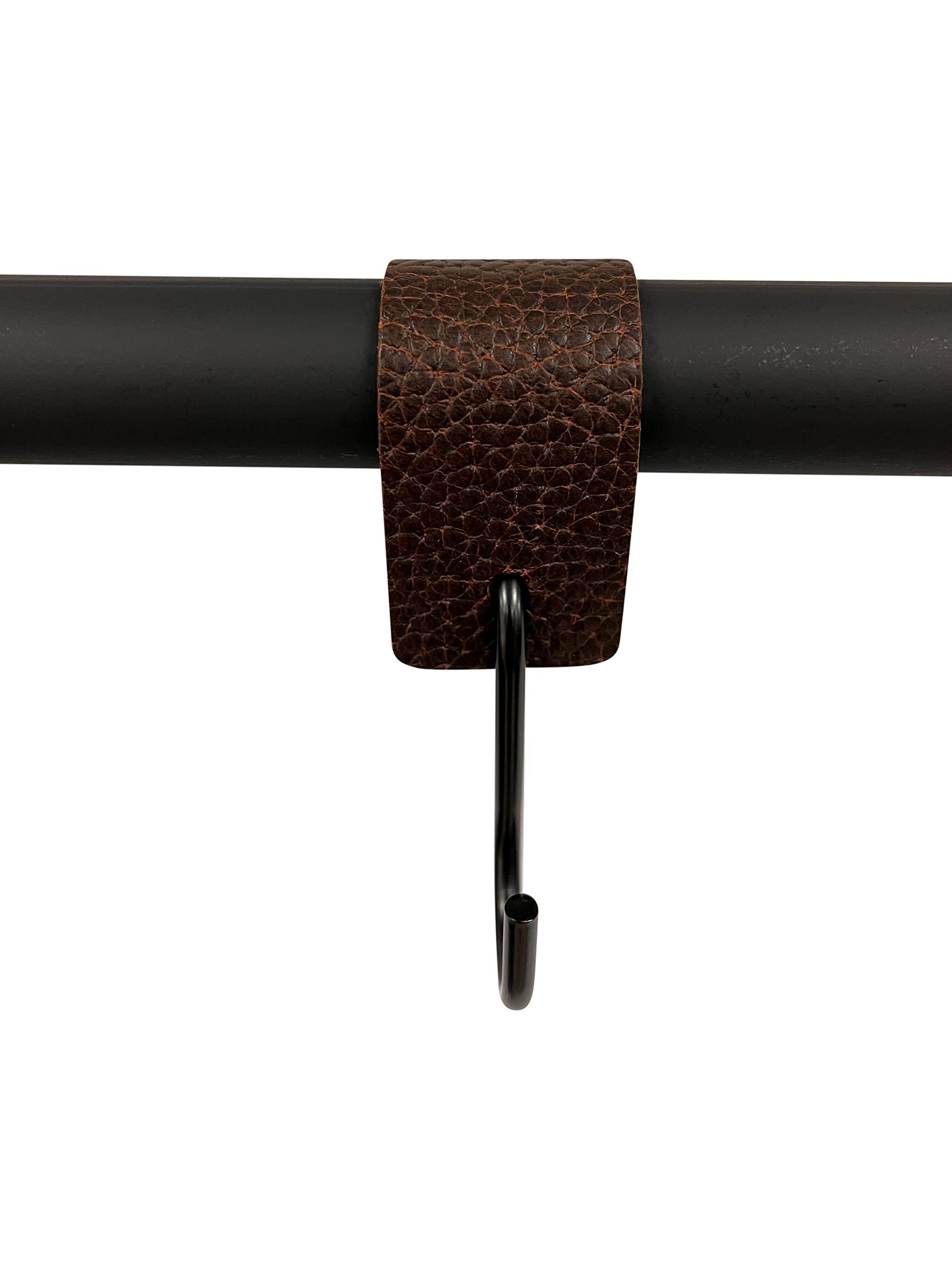 10 Stück Kleiderhaken Mit Lederschlaufe - Edelstahl S-Haken Schwarz