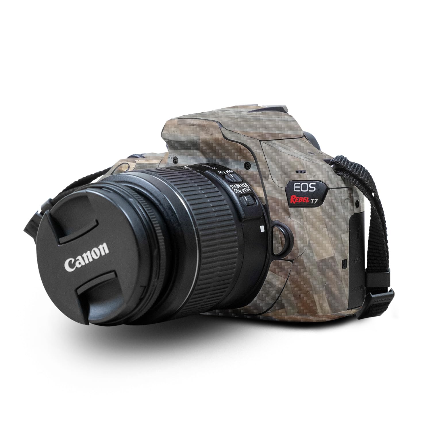 Carbon Fiber Skin Compatible with Canon EOS Rebel T7 Camera - Gray Wood - Premium 3M Vinyl Protective Wrap Decal Cover - Easy to Apply | Crafted in The USA by MightySkins