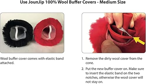 Miniatura 2 de JOUNJIP Juego de funda de búfer de lana doble roja y negra, 100% lana de cordero para pulidora de zapatos, fundas de repuesto, para máquinas